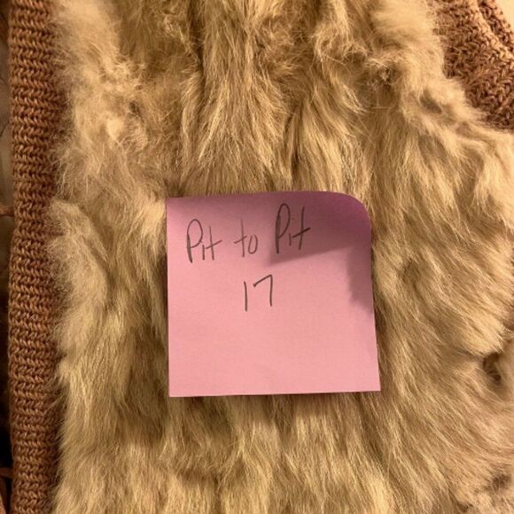 BCBGirls Vest Women Brown Rabbit Fur Wool Bow Tie Open Sleeveless - Picture 12 of 12